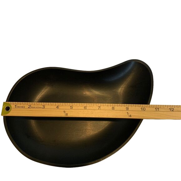 Vintage MCM Black Grainware Kidney Dish Bowl Catch-All Tabletop Snacks Modern - Picture 9 of 9